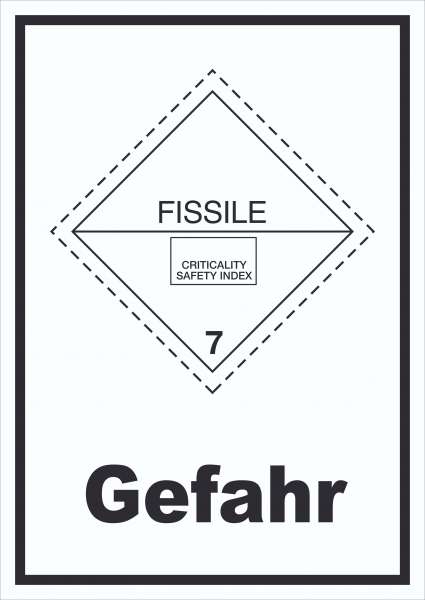 Schild spaltbare Stoffe Achtung Gefahr hochkant