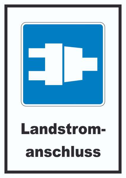 Landstromanschluss für Schiffe Symbol und Text