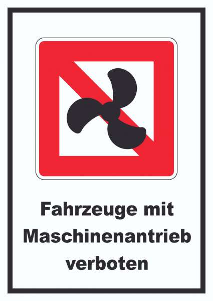 Keine Motorboote Symbol und Text Fahrverbot für Fahrzeuge mit Motor