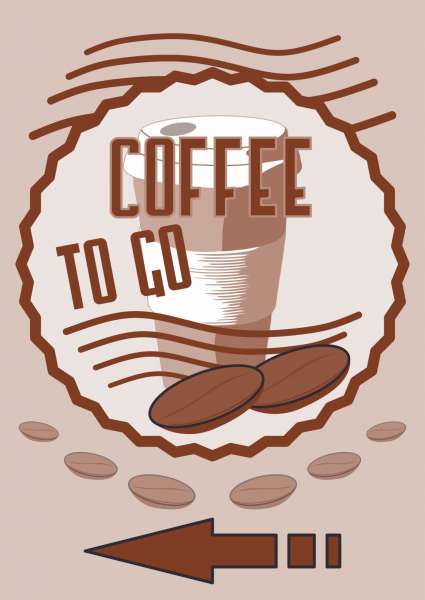 Verkaufsschild Schild Coffee to go Hochkant mit Pfeil links