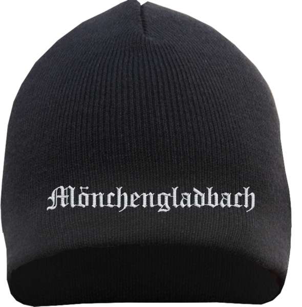 Mönchengladbach Beanie Mütze - Altdeutsch - Bestickt - Strickmütze Wintermütze