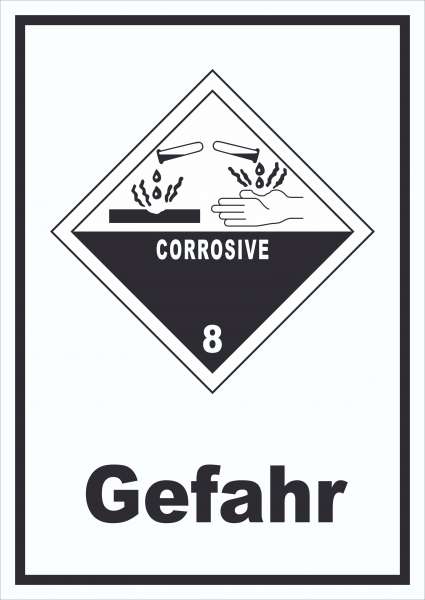 Schild Ätzende Stoffe Gefahr Corrosive hochkant