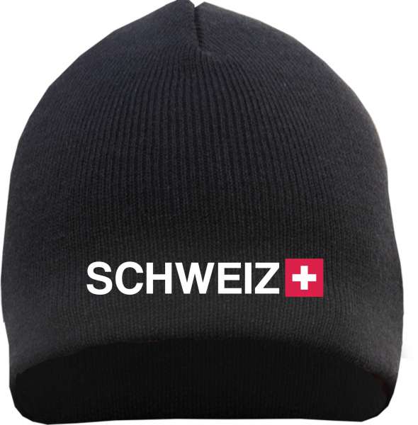 Schweiz Beanie Mütze - Bestickt - Strickmütze Wintermütze