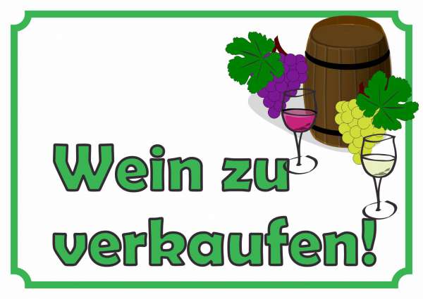 Wein zu verkaufen Schild