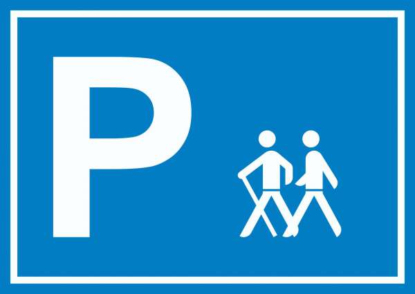 Wanderer Parkplatz Schild waagerecht