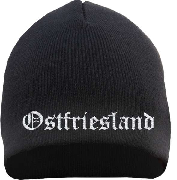 Ostfriesland Beanie Mütze - Altdeutsch - Bestickt - Strickmütze Wintermütze