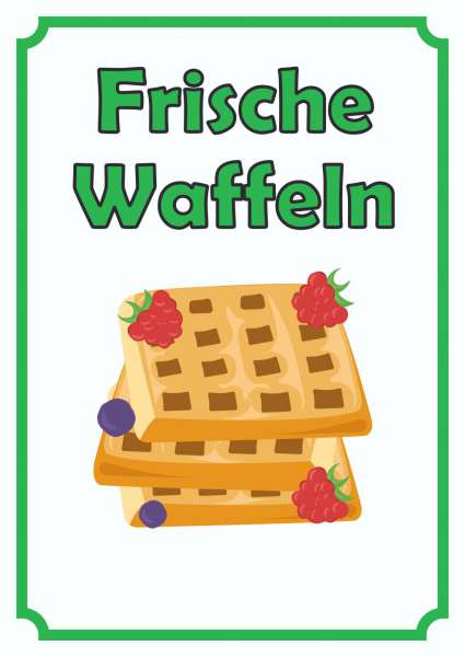 Frische Waffeln Schild Hochkant