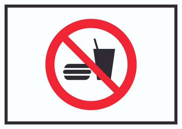 Essen und Trinken verboten 2 Symbol Schild