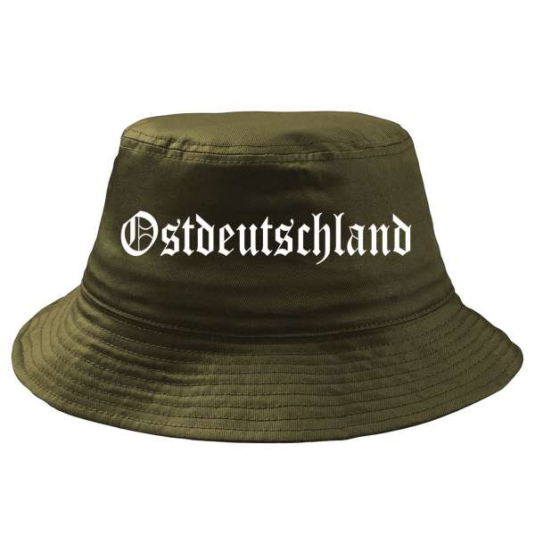 Ostdeutschland Fischerhut - Oliv - bedruckt - Bucket Hat Anglerhut