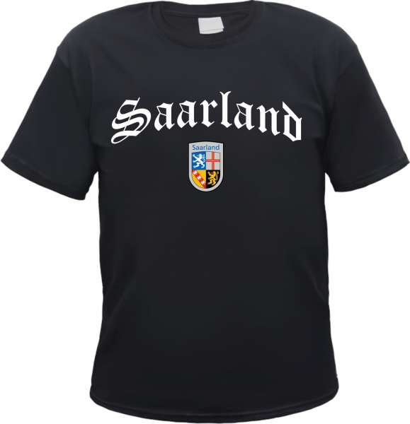 Saarland Herren T-Shirt - Altdeutsch mit Wappen - Tee Shirt