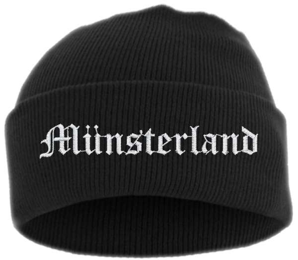 Münsterland Umschlagmütze - Altdeutsch - Bestickt - Mütze mit breitem Umschlag