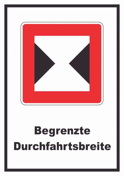 Begrenzte Fahrwasserbreite Durchfahrtsbreite begrenzt Symbol und Text