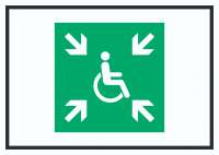 Sammelplatz für Menschen mit Behinderung Symbol Schild Sammelplatz für Menschen mit Behinderung Symbol Schild