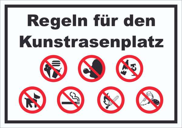 Schild Regeln Kunstrasenplatz