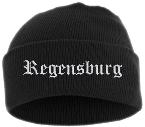 Regensburg Umschlagmütze - Altdeutsch - Bestickt - Mütze mit breitem Umschlag