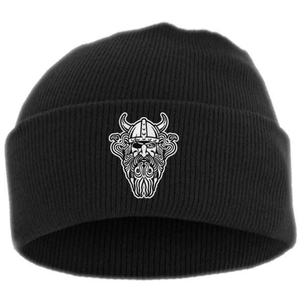 Odin Kopf Umschlagmütze - Bestickt - Mütze mit breitem Umschlag