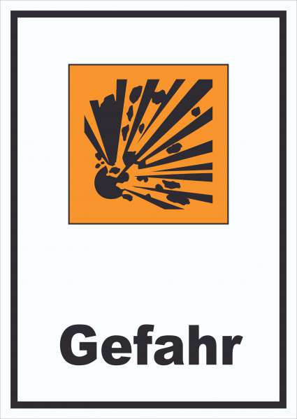 Schild Gefahrensymbol Explosionsgefahr Gefahr hochkant