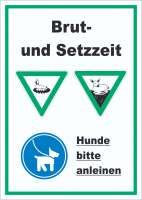 Brut- und Setzzeit Hund anleinen hochkant Schild Brut- und Setzzeit Hund anleinen hochkant Schild