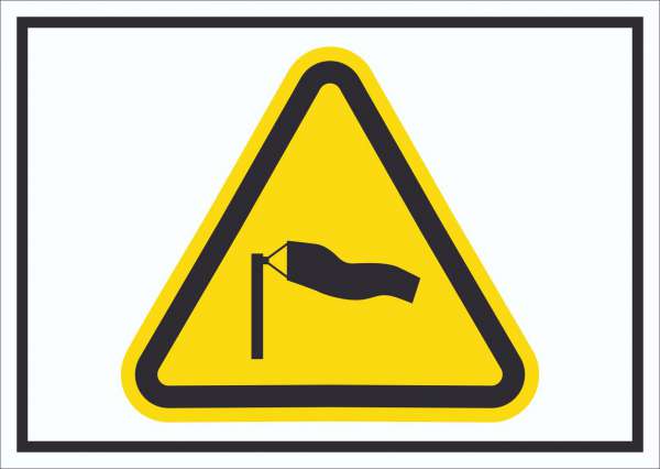 Schild Warnung starker Wind Symbol