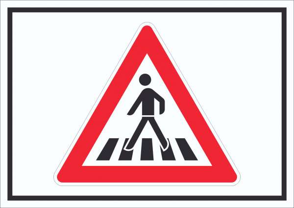 Schild Achtung Fußgängerüberweg Symbol