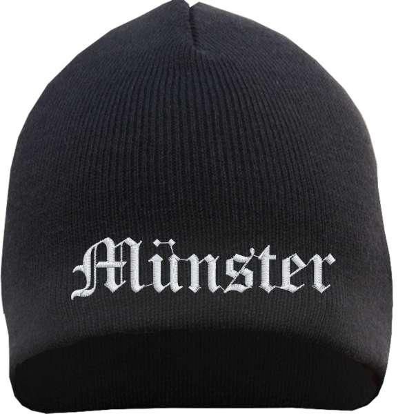 Münster Beanie Mütze - Altdeutsch - Bestickt - Strickmütze Wintermütze