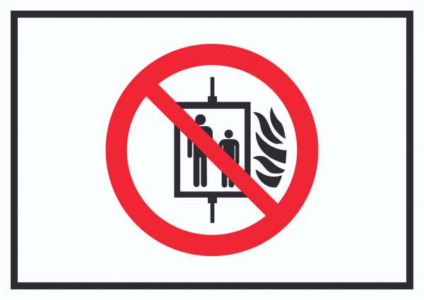 Aufzug im Brandfall nicht benutzen Symbol Schild