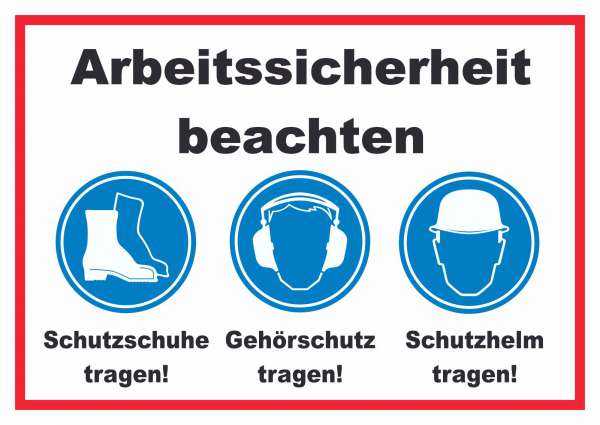 Arbeitssicherheit Füße Ohren Kopf Schild