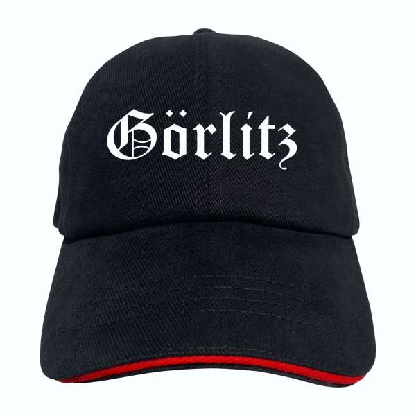 Görlitz Cappy - Altdeutsch bedruckt - Schirmmütze - Schwarz-Rotes Cap