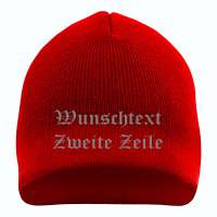 Beanie mit Wunschtext - Rot - Altdeutsch - bestickt - Mütze Strickmütze Beanie mit Wunschtext - Rot - Altdeutsch - bestickt - Mütze Strickmütze