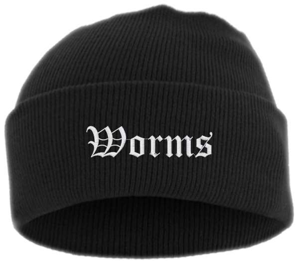 Worms Umschlagmütze - Altdeutsch - Bestickt - Mütze mit breitem Umschlag