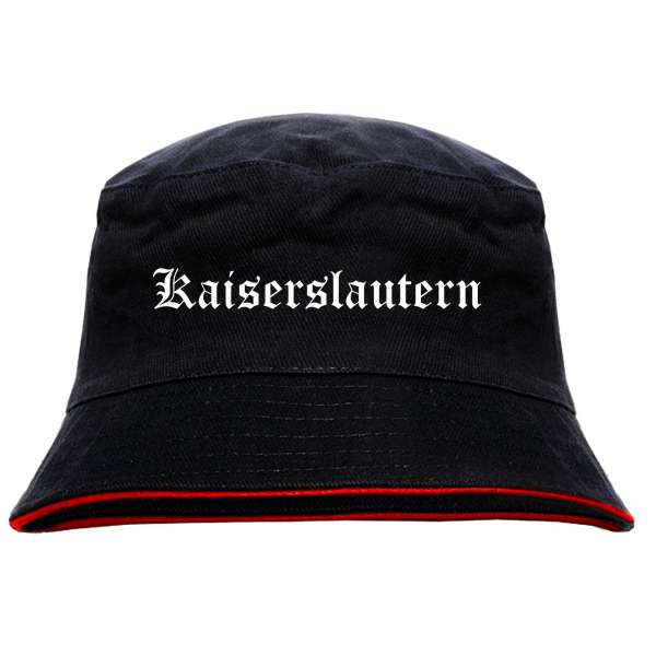 Kaiserslautern Anglerhut - Altdeutsche Schrift - Schwarz-Roter Fischerhut