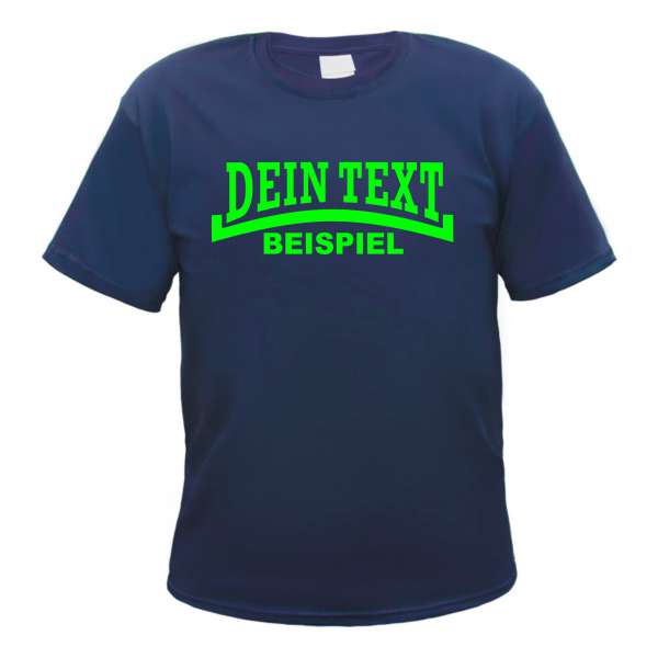 Individuelles Herren T-Shirt - dunkelblau - NEON - Linie - mit Wunschtext bedruckt