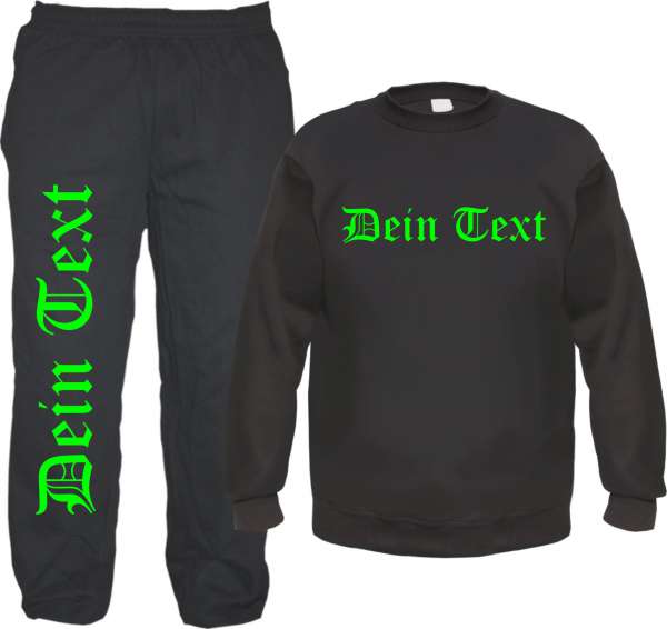 Individueller Jogginganzug NEON - altdeutsch gerade - mit Rundhals-Sweatshirt