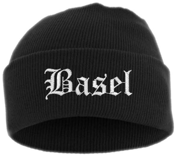 Basel Umschlagmütze - Altdeutsch - Bestickt - Mütze mit breitem Umschlag