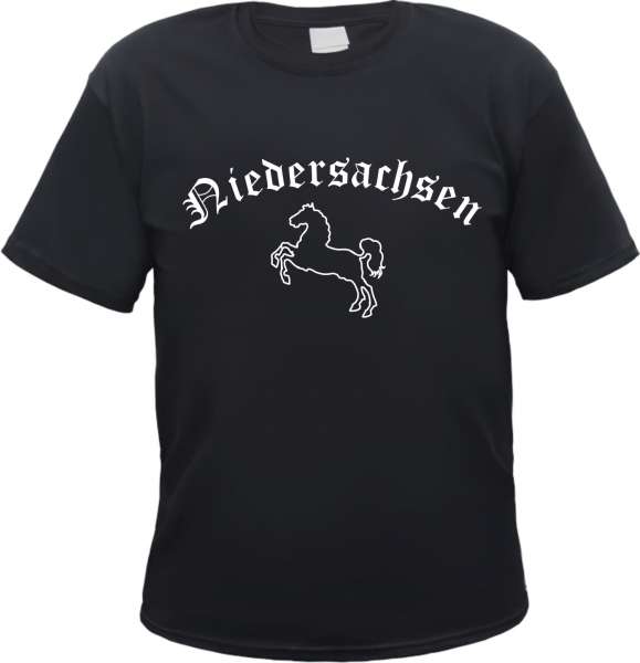Niedersachsen Herren T-Shirt - Altdeutsch mit Ross - Tee Shirt