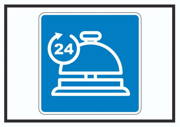 24H Service Schild mit Symbol