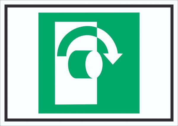 Öffnung durch Rechtsdrehung Symbol Schild