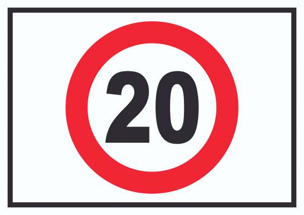 Tempo 20 km/h Geschwindigkeitsbegrenzung Schild Symbol
