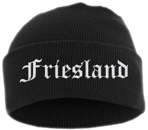 Friesland Umschlagmütze - Altdeutsch - Bestickt - Mütze mit breitem Umschlag