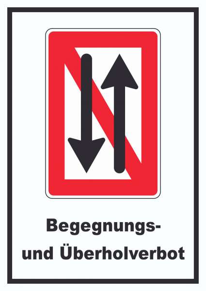 Begegnen und überholen verboten Symbol und Text