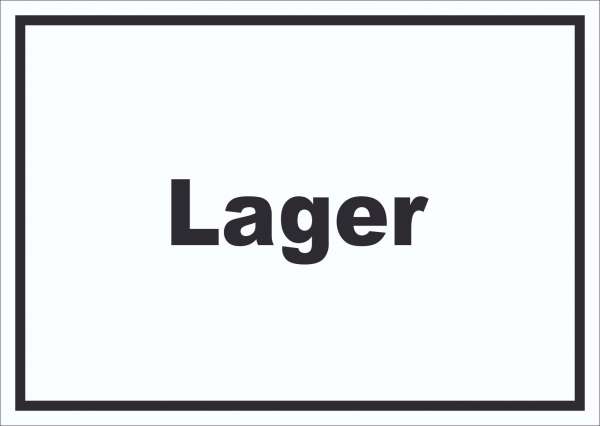 Lager Schild mit Text Storage Warenlager waagerecht