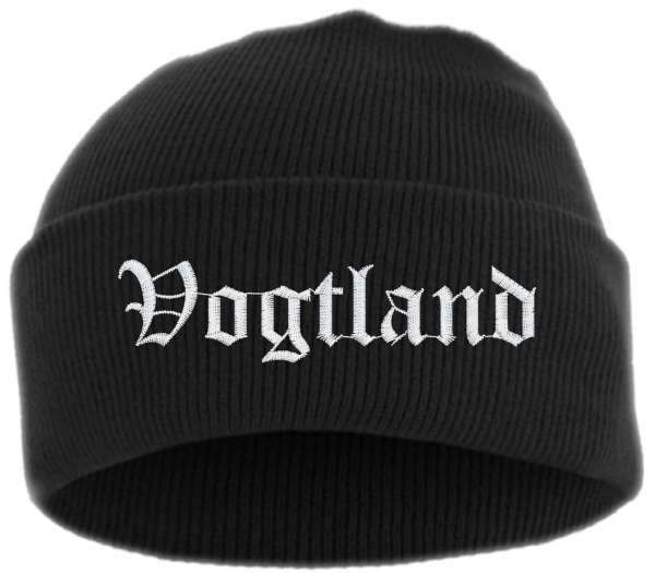 Vogtland Umschlagmütze - Altdeutsch - Bestickt - Mütze mit breitem Umschlag