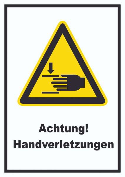 Achtung Handverletzungen Schild