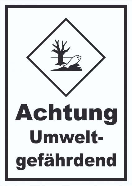 Schild Kenn­zeichen Umwelt­gefähr­dend Fisch Wasser Baum hochkant