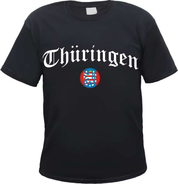 Thüringen Herren T-Shirt - Altdeutsch mit Wappen - Tee Shirt