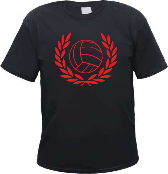 Lorbeerkranz und Fussball Herren T-Shirt - Tee Shirt Roter Aufdruck