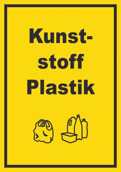 Kunststoff Plastik Mülltrennung Schild Text Symbol shopping bag hochkant