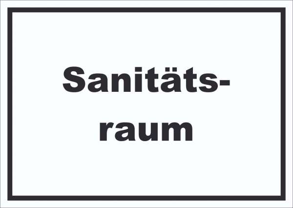 Sanitätsraum Schild mit Text Krankenzimmer waagerecht