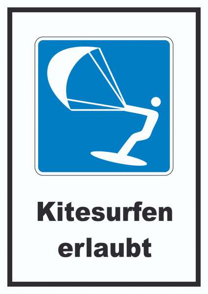 Kitesurfen erlaubt Symbol und Text