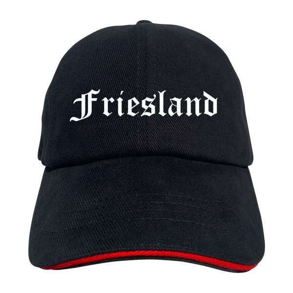 Friesland Cappy - Altdeutsch bedruckt - Schirmmütze - Schwarz-Rotes Cap